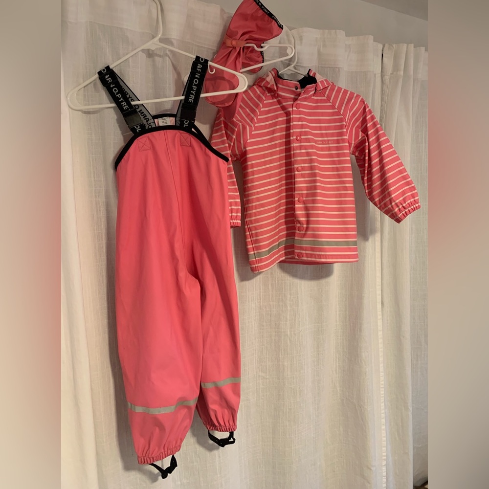 Polarn O. Pyret rain gear (Layer 3) 4-6yrs, 110/116cm pink/pink striped